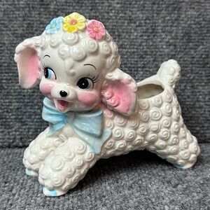 Vintage Ruben baby sheep ceramic planter 5.5”x6” baby shower nursery keepsake